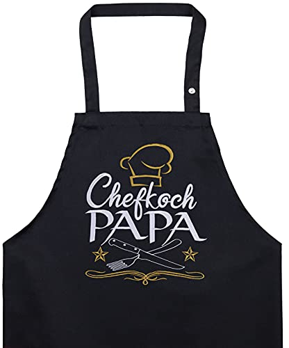 EXPRESS-STICKEREI Papa BBQ Grillschürze - Lustige Kochschürze für Papa - Verstellbare Latzschürze für Männer/Frauen - Küchenschürze mit Spruch Chefkoch Papa - Kochschürze