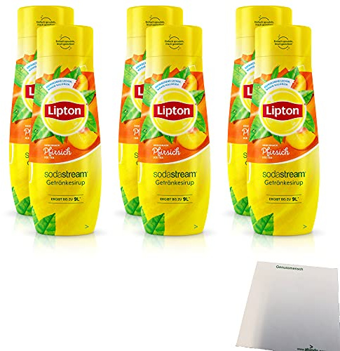 Lipton Pfirsich Getränkesirup für Wassersprudler 6er Pack (6x0,44l Flasche) + usy Block
