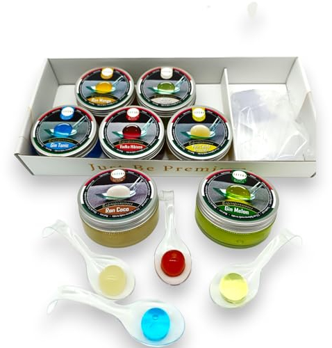 Esfera Mixología Molecular - Esferificaciones Kit con Alginato de Sodio - Cocteles Preparados - Kit 5 Sabores de Cocteleria - Kit Gin Tonic Regalo Original Gourmet - Tonica de Corte Molecular