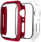 Fengyiyuda 2-Pezzi Cover Rigida Compatibile con Custodia Apple Watch 41mm con Anti-Bubble Vetro Temperato Pellicola Protettiva,360 Protezione Case per IWatch Series 9/8/7,Rosso/Trasparente,41mm