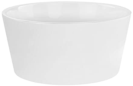 botle Cache-pot rond en céramique émaillée - Diamètre : 28 cm - Hauteur : 13 cm - Blanc