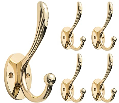 SARIHOSY Lot de 5 crochets magnétiques dorés pour serviette de salle de bain, chambre à coucher, salle de classe, cuisine Crochets magnétiques dorés pour l'arrière de la porte pinces à manteau