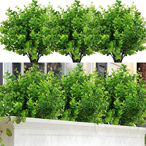 NANQWIN 12pcs Artificial Plants Fake Plastic Greenery Shrub Bushes UV Resistant Plants Plastic Wheat Grass for Indoor Outdoor Home Garden Decoration (Shurb 111)