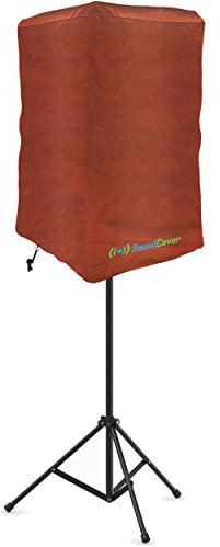 8-Inch PA/DJ Speaker Cover – Brown 420D Polyester with Silver UV50 Coating – Water-Resistant, Protective Bag for Stand-Mounted Powered Speakers – Lightweight, Open-Bottom Design (Single Cover)