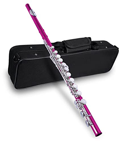 PECY Professionelle 16-Loch-C-Key-Flöte, Geschlossene Poren, Kupfernickel, Versilberte Flöte Querflöten (Color : Pink)