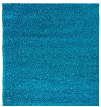 Mazovia Shaggy Hochflor Teppich - Modern Wohnzimmerteppich - Flauschiger Kuschelteppich - Weich Langflor Teppich für Schlafzimmer - Einfarbig Uni Muster - Quadrat Türkis Blau 160 x 160 cm