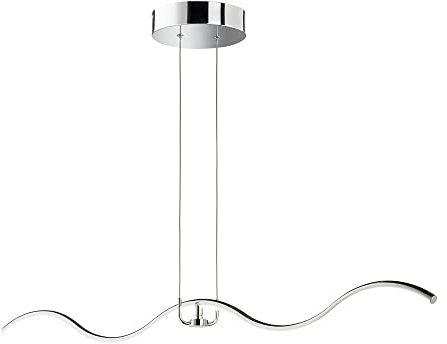 Wofi Pendelleuchte Hängelampe Esstischleuchte, Designlampe mit magnetischem Element, Wellenform, Metall, chrom, LED 1350lm 4000K neutralweiß, BxL 21x111cm