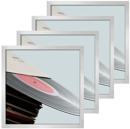 eletecpro Vinyl-Schallplattenrahmen, 32,5 x 32,8 cm, silberfarben, für 30,5 x 30,5 cm große LP und Abdeckung, robuste, leichte Wandkunst-Display für Zuhause und Musikstudio, Galerie-Dekoration
