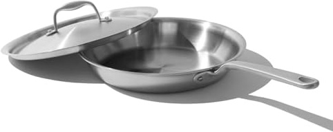 Made In Cookware - 10-Inch Stainless Steel Frying Pan With Lid - 5 Ply Stainless Clad - Professional Cookware Italy - Induction Compatible (KIT-10L-FRY-ISS-AP)