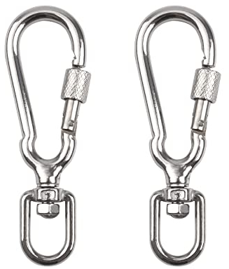 UFURMATE Swivel Clip, 2Pcs Stainless Steel Leash Swivel Snap Hooks Locking Dog Leash Buckle Quick Release Buckle Anti-Rust Carabiner Clips for Dog Walking Camping Backpack (Silver)