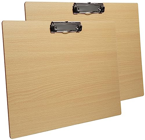 BOMKEE 2er Klemmbrett Querformat Extra Groß, 11x17 Zoll Klemmbrett Querformat Größe Holz Clipboard zum Aufhängen Klemmbretter Horizontale Zwischenablagen Schreibbrett für Künstler Zeichnen, Skizzieren