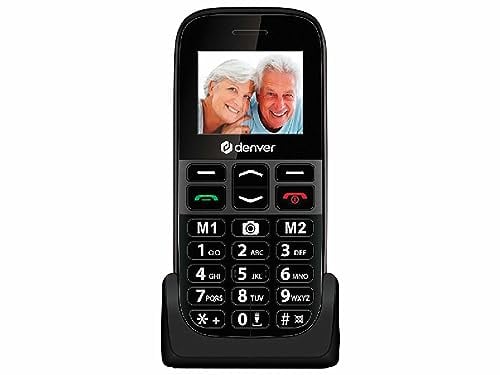 Denver Teléfono Móvil Mayor - Teclas Grandes - Base de Carga - Dual SIM - gsm - Simlock Free - Botón SOS - BAS18500MEB