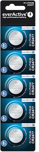 everActive CR2477, 3V, Lithium Knopfzelle Batterien, leistungsstärkste Batterie, 10 Jahre Haltbarkeit, 5 Stück -1 Blisterkarte