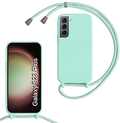 MBSLFY Silikon Handykette für Samsung Galaxy S23 Plus Hülle mit Band,Silikon Necklace Handyhülle mit Abnehmbar Kordel zum Umhängen Stossfest Bumper Handy Schutzhülle für Samsung S23 Plus, Minz grün