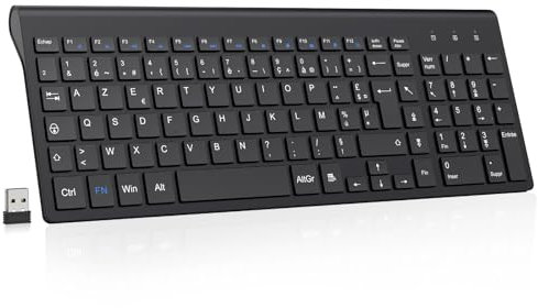 cimetech Clavier sans Fil, Clavier AZERTY Français avec Récepteur Nano USB 2.4GHz Ergonomique Compatible avec Windows/MacOS, Windows PC Laptop - Noir