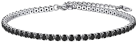 FOCALOOK Fußkette Armkette Damen Zirkonia Armband Edelstahl Tennis Kette Tennisarmband 21CM Tennis Bracelet Freundschaftsarmband Accessoires Modeschmuck für Herren