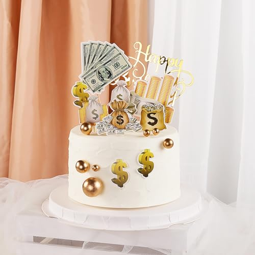 10 Stück Tortendeko Geburtstag, Happy Birthday Tortendeko, Cake Topper Geburtstag, Happy Birthday Cake Topper, Tortendeko Gold, Geeignet für Männer Junge und Mädchen Frauen Geburtstage