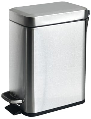 JM ·YIPENG Papelera de Baño 5L,Papelera de Cocina con Pedal y Tapa de Cierre Suave,Papelera Rectangular Pequeña para Baño,Cocina,Dormitorio y Oficina