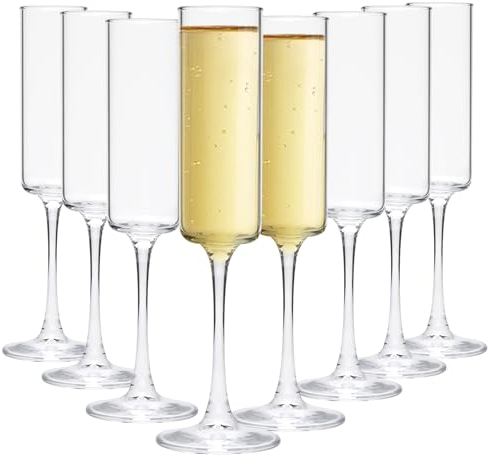 Ufrount Champagne Flutes 5oz,Clear Champagne Glasses Set of 8,Classic Sparkling Glasses Prosecco Toasting Champagne Flute Glass for Home Bar,Wedding,Restaurant