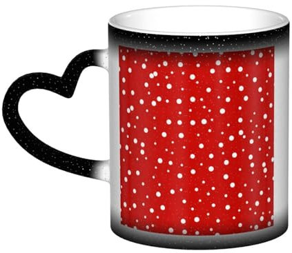 Mug magique en céramique sensible à la chaleur Motif pois rouges et blancs Idée cadeau d'anniversaire pour homme