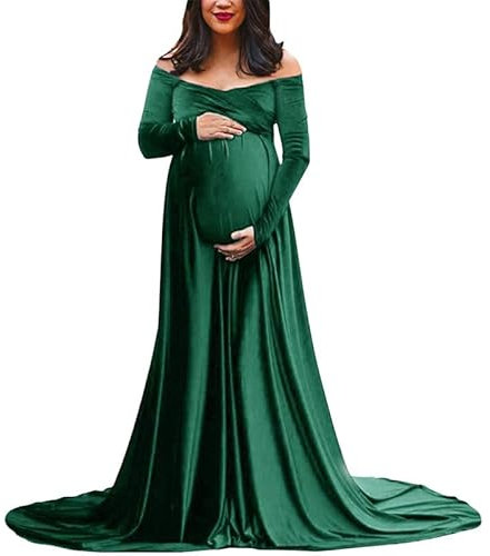 LAEMILIA Robe Grossesse Shooting Photo Robes Maternité Robe Soiree Grossesse Hiver Robe Enceinte en Velours Vetement Femme Grossesse et Maternité Grande Taille Photographie Cérémonie Cocktail S-XL