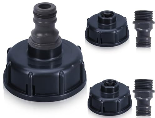 ZoeTekway 2er-Pack Tankdeckel-Hahnadapter, kompatibel mit IBC-Tank, Behälterzubehör, Gartenschlauchanschluss, Kunststoff-Wasserschlauch-Rohradapter, Adapterkappendeckel Deckel