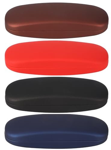 4 Pezzi Custodia Occhiali Rigida da Sole,Astuccio Occhiali Rigido, Custodia Rigida per Occhiali da Sole, in Tessuto di Lino, Scatola di Protezione di Occhiali con 4 Panno(nero/marrone/rosso/blu scuro)