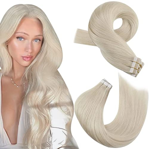Moresoo Invisible Tape in Extensions Echthaar Blond Tape Extensions Blond Echthaar Extensions Tape Klebe Extensions Unsichtbares 30 cm 20 Stück 30g/Pack #60