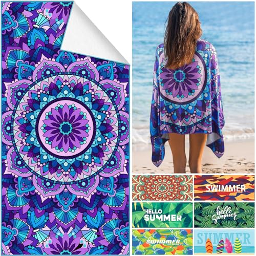 Euakee Toalla de Playa de Microfibra, XXL Toalla de Baño, 180 x 90 cm Ultraligera y de Secado rápido Toalla de Viaje, Toalla de Viaje Portátil para Fitness, Yoga, Sauna (EE02)