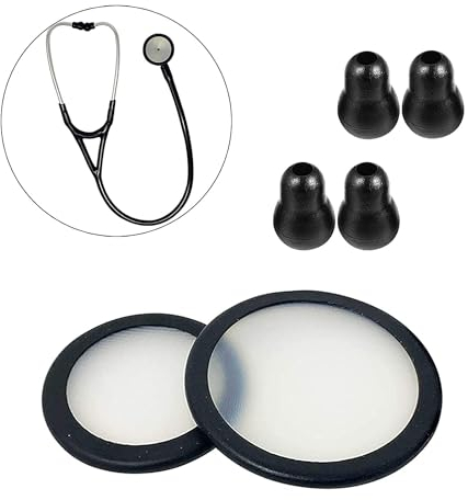 Replacement Accessories Kit Fits Classic 3, Cardiology 3 & Cardiology 4 Stethoscope for Littmann Stethoscope Replacement Parts & Stethoscope Bell Diaphragm Cover and Eartips Replacement Parts(black)