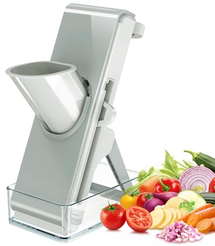 Vegetable Chopper Vegetable Cutter Mandoline Vegetable Slicer - Veggie Onion Potato Salad Food Chopper Manual-Veg Chopper Kitchen Tools & Gadgets (Grey-White)