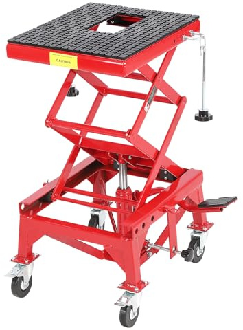 Cric élévateur hydraulique pour Moto, capacité de 158,8 kg, Table élévatrice Portable avec 4 Roues, support de Levage à Pied pour Moto, VTT, Moto Tout-Terrain