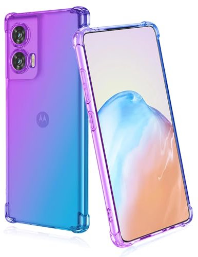BORYA Silicona Funda para Motorola Edge 50 Fusion 5G, Transparente Suave Sedoso Ultradelgado Antigolpes Carcasa, Premium TPU Estuche, Elegante Vistoso Gradiente Caso, Azul/Morado