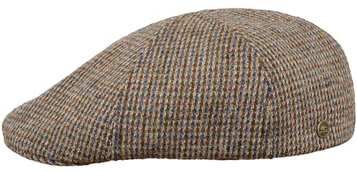 Sterkowski Rusty Schlägermütze Herren | Harris Tweed Schiebermütze Herren Tweed | Newsboy Cap Herren Flatcap Herren Schiebermütze Winter Baskenmütze Herren Irische Mütze Herren 57 cm Blau/Braun
