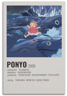 Zamou Ponyo Leinwand-Poster, Wandkunst, dekoratives Wohnzimmer-Poster, Schlafzimmer-Poster, 30 x 45 cm, ungerahmter Stil