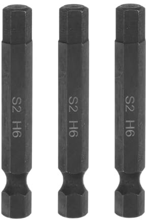 sourcing map 3Pcs 6mm Magnetic Impact Hex Head Wrench Drill Bit Metric 1/4 Hex Shank S2 Steel 2 Long for Power Drills Impact Drivers, Black