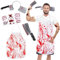 Costume a Macellaio per Halloween, Coltello Finto Halloween, Costumi Halloween Uomo, Cerchietto Halloween Coltello, Grembiule Insanguinato, Tatuaggi Halloween per Uomini,Carnevale,Cosplay,Mascherata