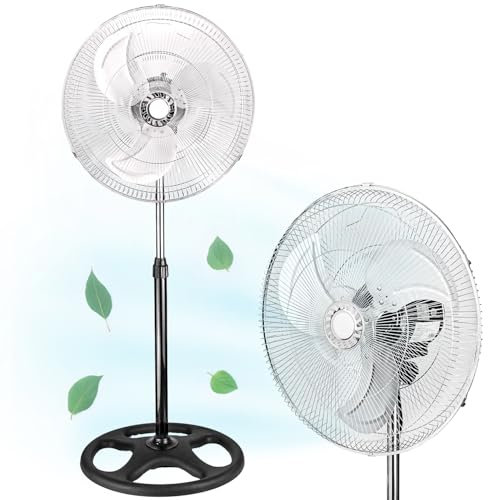 SNOWDANCE - Ventilador de Pie 80W Industrial con Altura Ajustable y Oscilación - Diseño Clásico y Duradero para Hogar y Oficina
