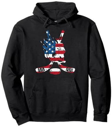 Hockey mit amerikanischer Flagge Pullover Hoodie