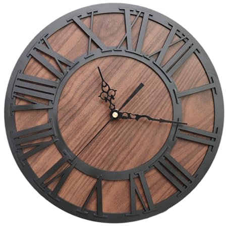 GARVALON Wanduhr zum Aufhängen Wanduhr digital Wanduhr Wohnzimmer Batterie wanduhr leise Wanduhr Kinderzimmer Wanduhr Wall Clock Römische Ziffern schicke Wanduhr Kreative Wanduhr Black