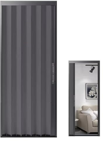 ENHEN Concertina Door Caravan Aluminum Concertina Door with Lock, Foldable Security Accordion Door for Internal External, Space Saving Grey Roll up Screen Gate(66x80in(171x203cm))