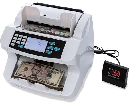 Oukeyer H-8300 Bill Counter Money Counte Machine Batch Mode Banknote Counter LCD Display UV/MG/IR Detection,Value Count/Add+Value/Add+Batch Mode 1500pcs/mins