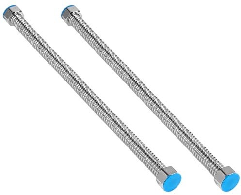 SWAWIS 2 Stück 48CM Flexrohr Wellrohr aus Edelstahl, Flexschlauch 3/4 Zoll DN20 mit Unterlegscheibe, Flexibles Wasserrohre Anschlussrohr für Warmwasserbereiter Toiletten Badewannen Wasserhähne