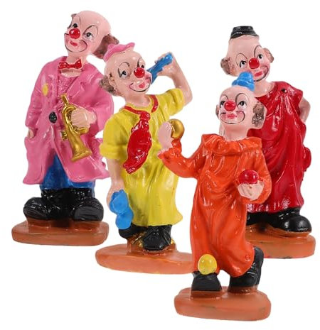 Amosfun 4 StüCk Bunte Clown Figuren Deko Kreative Mini-Clowns Aus Harz FüR Sandkasten Und Blumentopf SpaßIge Zirkus Ornamente Stilen