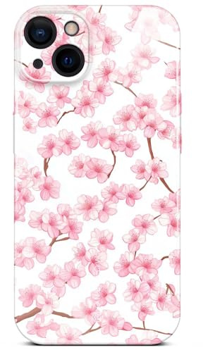 ONEFLOW Flower Cover für iPhone 15 Hülle in Floral Optik, Blumen Designer Case Handy Schutzhülle mit Kameraschutz, Hardcase dünne Handyhülle Blumenmuster, Kirschblüten