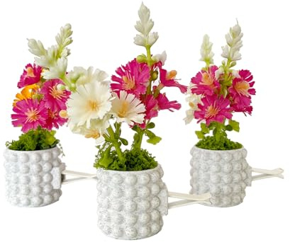Set mit 3 niedlichen Mini-Blumenvasen mit Blumenstrauß, Lüftungsclips und Lufterfrischer, frischer Duft, Auto-Dekoration, Zubehör – ohne Duft, Nachfüllen erforderlich
