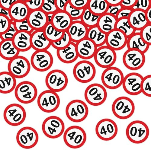 WenmthG 200 Stk Konfetti 40 Geburtstag Deko Verkehreszeichen - Streudeko 40 Geburtstag für Tischdeko Geschenk usw. - Deko 40. Jahre Frauen Männer - 40 Geburtstagsgeschenk Deko