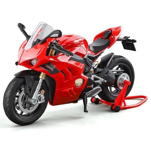 HFMXZHI Motorrad-Modell 1:9 Motorradmodell Aus Metalldruckguss Mit Sound Und Licht, Geburtstagsgeschenk-Ornamente Für Ducati V4S