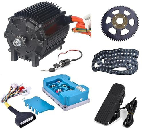 Kunray Elektromotor 72V 5000W Motor Hohe Leistung Verbesserter, Go Kart Elektro Motor, 6800 U/min Elektromotor für Gokart, Scooter, Dirtbike, ATV/Motorrad, Razor Upgrade Bausatz(5000w motor kit)