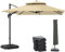 Outsunny 2.7 x 2.7(m) Cantilever Parasol with Aluminium Frame, Crank and Tilt, 360-Degree Rotation, Double Top Garden Umbrella with Base and Cover, Khaki